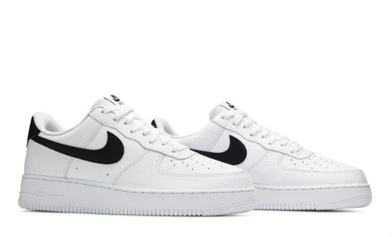 Nike Air Force 1 Low '07 White Black Pebbled Leather $148